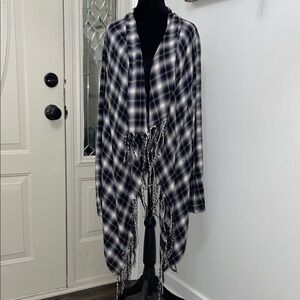 Adam Levine Collection Black and White Plaid Cardigan